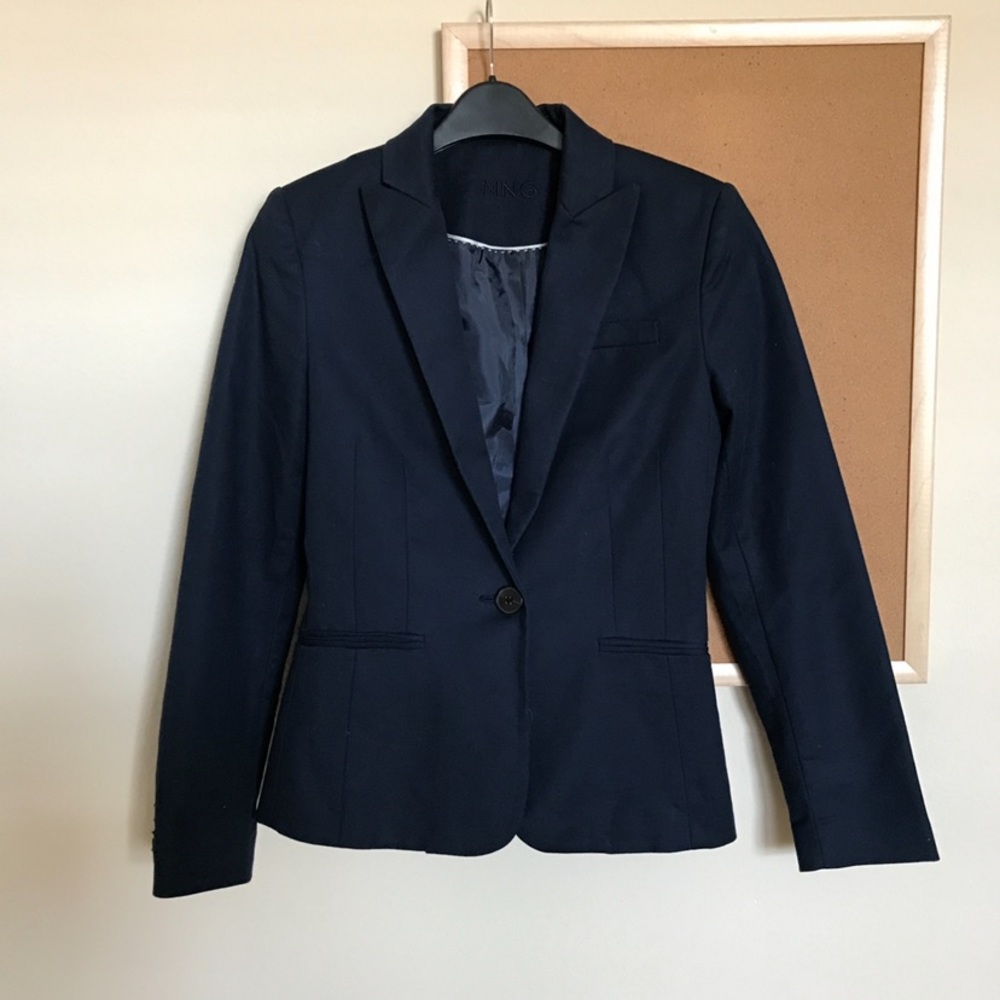Mango Basics Structured Navy Blazer